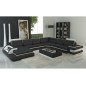 1ER PAIEMENT DE LA COMMANDE: Canapé d'angle en cuir italien 7/8 places bestof, noir et blanc, angle droit, 6x sans frais, total 1ER PAIEMENT DE LA COMMANDE: Canapé d'angle en cuir italien 7/8 places bestof, noir et blanc, angle droit, 6x sans frais, total