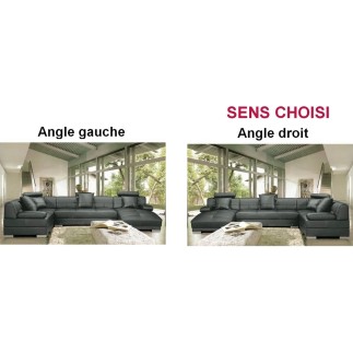 Canapé d'angle LOS ANGELES en cuir haut de gamme italien vachette Vénésetti Tout cuir Prestige luxe (tour de caisse en cuir) Gri