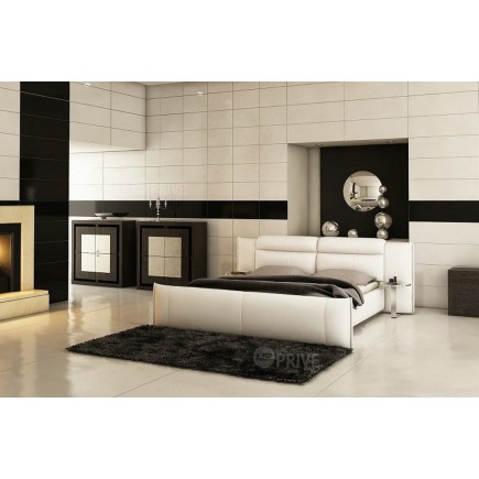 Lit en cuir italien de luxe DORNA, blanc