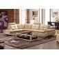 2eme paiement de la commande: canapé d'angle en cuir buffle italien de luxe 6/7 places bellaligna, beige, angle gauche, 6x sans