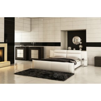 Lit en cuir italien de luxe DORNA, blanc