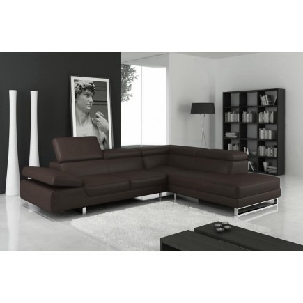 1ER PAIEMENT DE la commande: Canapé d'angle en cuir italien 5/6 places petit george, chocolat, angle droit, 6x sans frais, total
