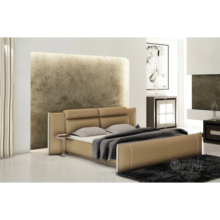 Lit en cuir italien de luxe DORNA, beige