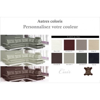 2EME paiement: Canapé d'angle en cuir buffle italien de luxe 6/7 places bellaligna, couleur personnalisée, angle droit, Choix de