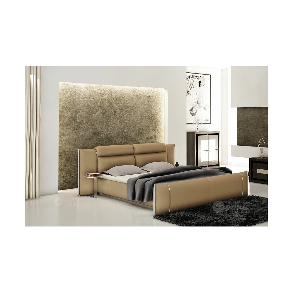 Lit en cuir italien de luxe DORNA, beige, 160x200 Lit en cuir italien de luxe DORNA, beige, 160x200