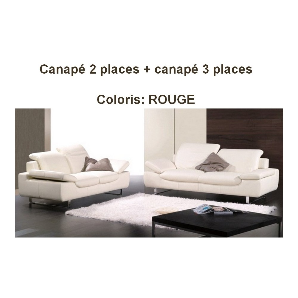 2EME paiement de la commande Casanoti: Canapé TORINO en cuir haut de gamme italien, ensemble: Canapé 3 places + canapé 2 places,