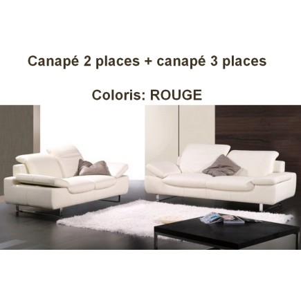 2EME paiement de la commande Casanoti: Canapé TORINO en cuir haut de gamme italien, ensemble: Canapé 3 places + canapé 2 places,