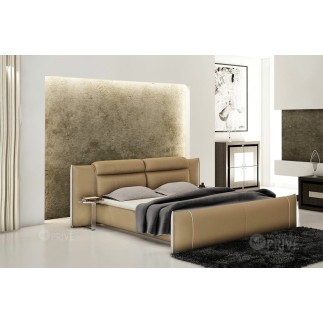 Lit en cuir italien de luxe DORNA, beige