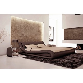 Lit en cuir italien de luxe DREAM, chocolat 140x190