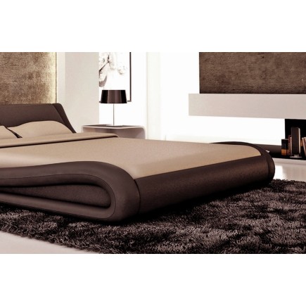 Lit en cuir italien de luxe DREAM, chocolat 140x190