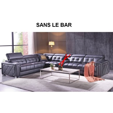 1er paiement de la commande: Canapé d'angle en cuir buffle italien de luxe londres noir, angle gauche, personnalisé sur mesure s