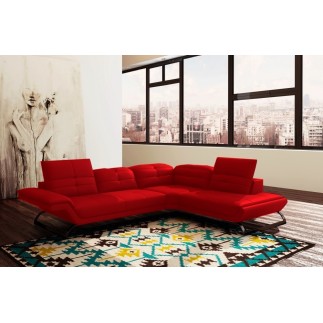 2eme paiement de la commande: Canapé d'angle en cuir italien 5 places moderni, rouge , angle droit, 6x sans frais, total de la c