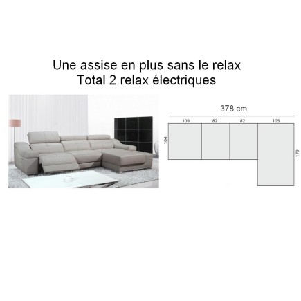 Canapé d'angle double relax en cuir de buffle italien de luxe BiRELAX personnalisé SUR MESURE AVEC UNE ASSISE EN PLUS SANS RELAX