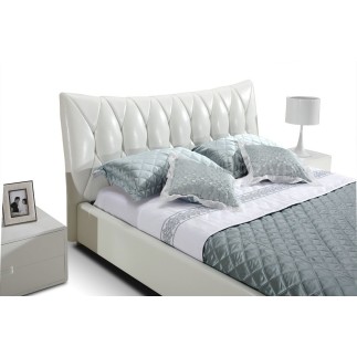 Lit en cuir italien de luxe CAMILLE, blanc.