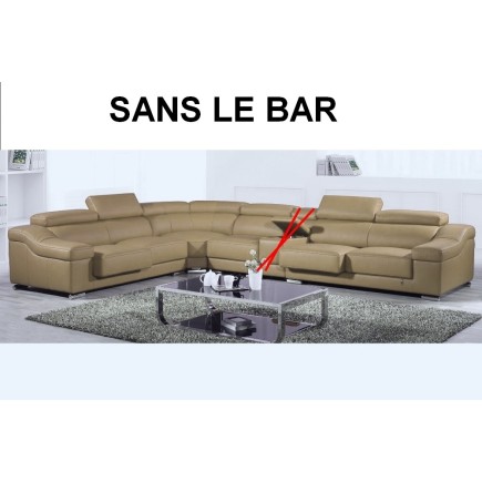Canapé d'angle en cuir buffle italien de luxe 7 places londres Beige, angle gauche, canapé personnalisé sur mesure sans le bar
