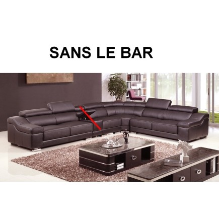 Canapé d'angle en cuir buffle italien de luxe 7 places londres chocolat, angle droit, canapé personnalisé sur mesure sans le bar