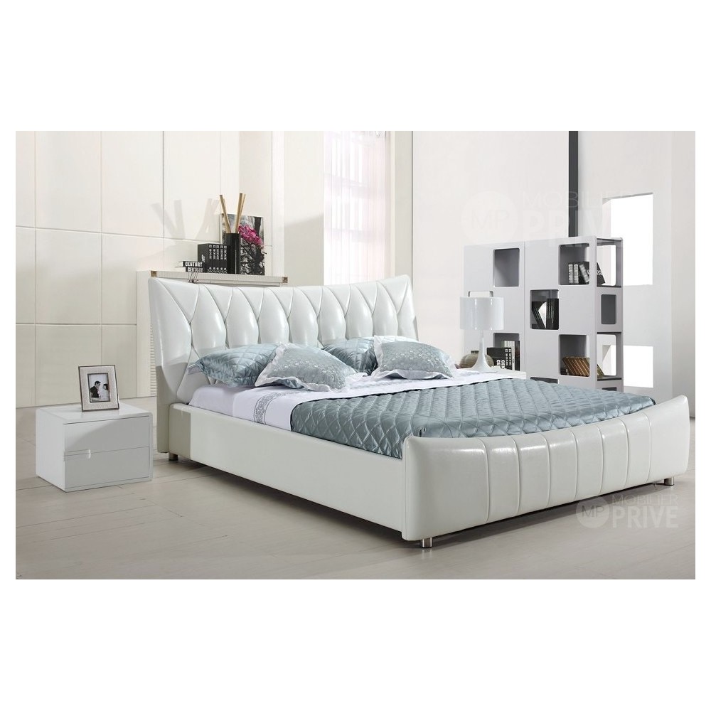 Lit en cuir italien de luxe CAMILLE, blanc, 180x200 Lit en cuir italien de luxe CAMILLE, blanc, 180x200