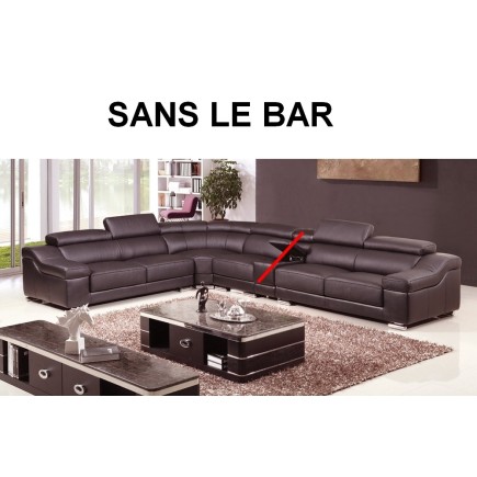 Canapé d'angle en cuir buffle italien de luxe 7 places londres chocolat, angle gauche, canapé personnalisé sur mesure sans le ba