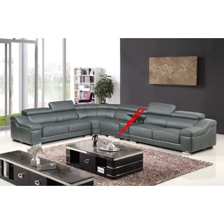 Canapé d'angle en cuir buffle italien de luxe 7 places londres gris foncé, angle gauche, canapé personnalisé sur mesure sans le