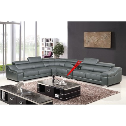 Canapé d'angle en cuir buffle italien de luxe 7 places londres gris foncé, angle gauche, canapé personnalisé sur mesure sans le