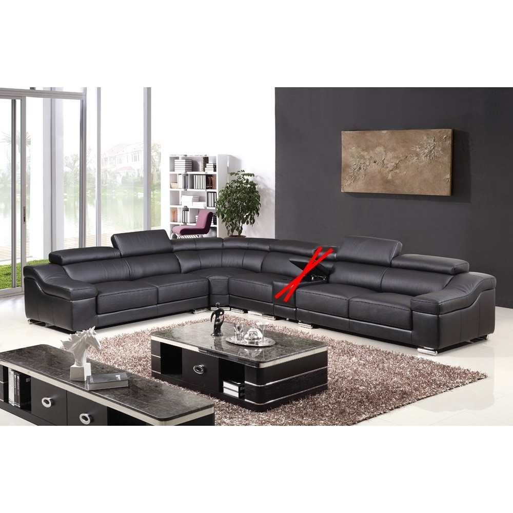 -Canapé d'angle en cuir buffle italien de luxe 7 places londres noir, angle gauche, canapé personnalisé sur mesure sans le bar -Canapé d'angle en cuir buffle italien de luxe 7 places londres noir, angle gauche, canapé personnalisé sur mesure sans le bar