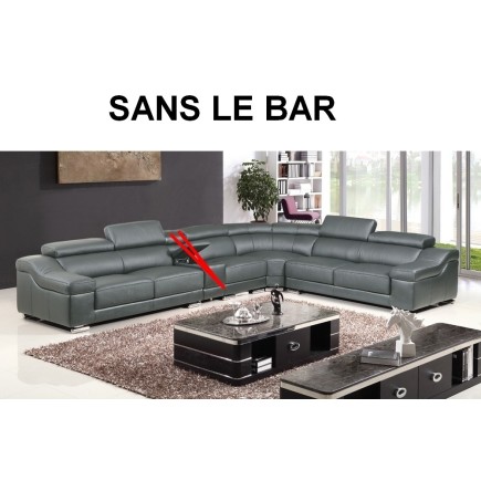 Canapé d'angle en cuir buffle italien de luxe 7 places londres gris foncé, angle droit, canapé personnalisé sur mesure sans le b