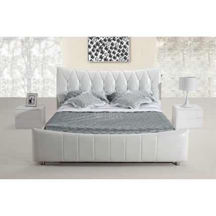 Lit en cuir italien de luxe CAMILLE, blanc, 180x200