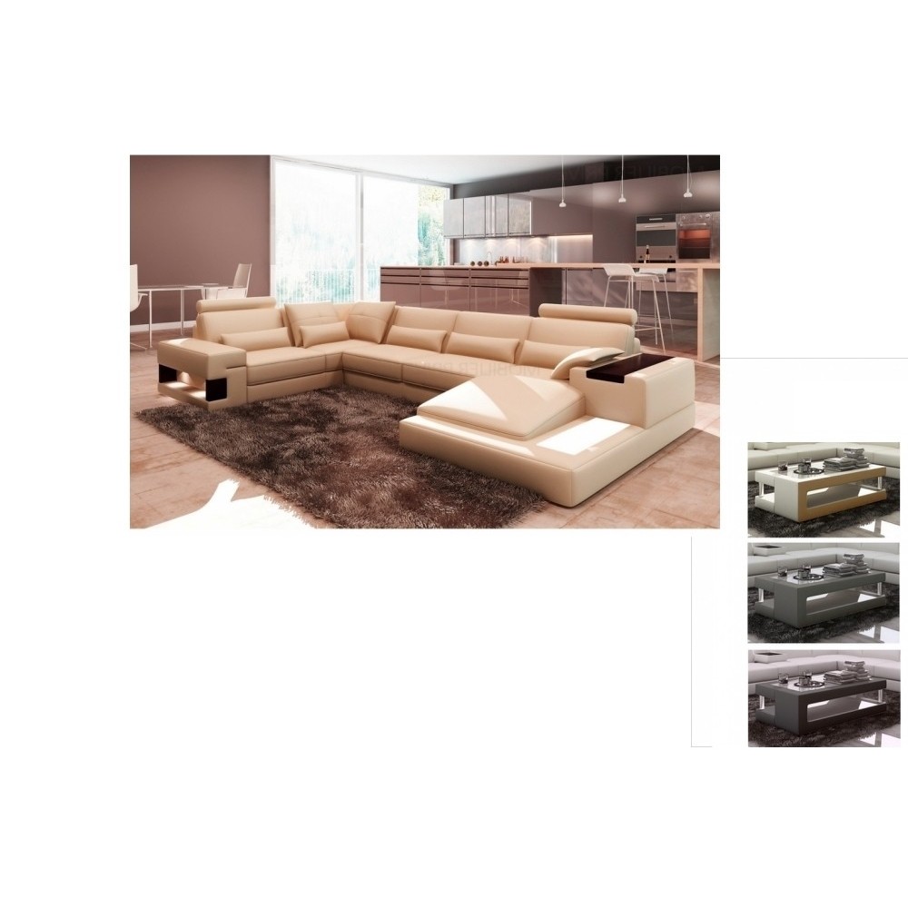 1er paiement acompte de la commande: Canapé d'angle en cuir italien 7 places best, beige, Table basse design de qualité xeri, be 1er paiement acompte de la commande: Canapé d'angle en cuir italien 7 places best, beige, Table basse design de qualité xeri, be