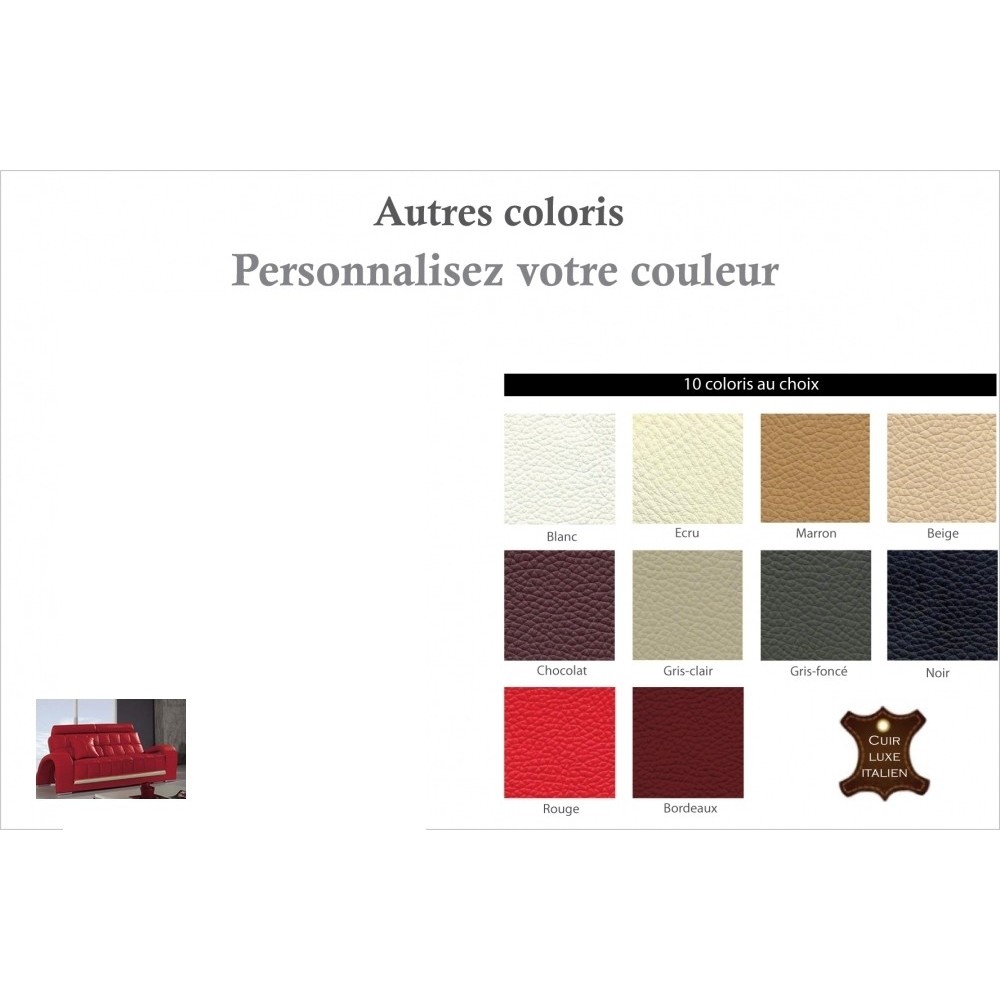 1er paiement de la commande: Canapé CATANIA 3 places en cuir Prestige Luxe haut de gamme italien rouge et écru en couleur second 1er paiement de la commande: Canapé CATANIA 3 places en cuir Prestige Luxe haut de gamme italien rouge et écru en couleur second