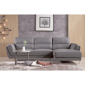 Canapé d'angle en cuir buffle italien de luxe 5 places COSTES, moka angle droit