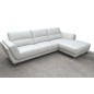 Canapé d'angle en cuir buffle italien de luxe 5 places COSTES, blanc, angle droit