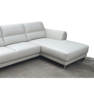 Canapé d'angle en cuir buffle italien de luxe 5 places COSTES, blanc, angle droit