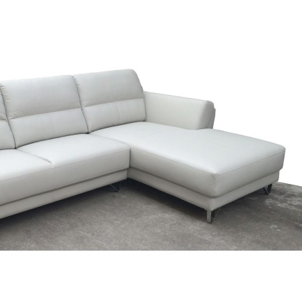 Canapé d'angle en cuir buffle italien de luxe 5 places COSTES, blanc, angle droit