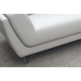 Canapé d'angle en cuir buffle italien de luxe 5 places COSTES, blanc, angle droit