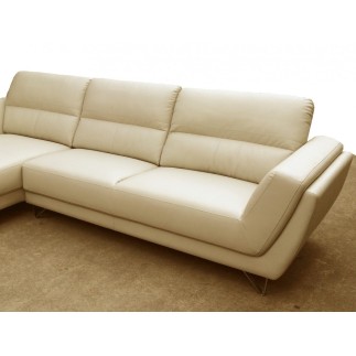 Canapé d'angle en cuir buffle italien de luxe 5 places COSTES beige, angle gauche