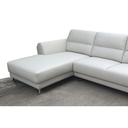 Canapé d'angle en cuir buffle italien de luxe 5 places COSTES blanc, angle gauche
