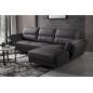 Canapé d'angle en cuir buffle italien de luxe 5 places COSTES, noir, angle droit Canapé d'angle en cuir buffle italien de luxe 5 places COSTES, noir, angle droit
