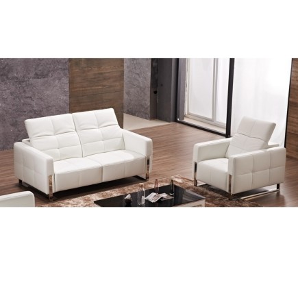 2ème paiement de la commande: Ensemble Canapé 3 places et fauteuil en cuir italien buffle valoria, blanc, 6x sans frais, total d