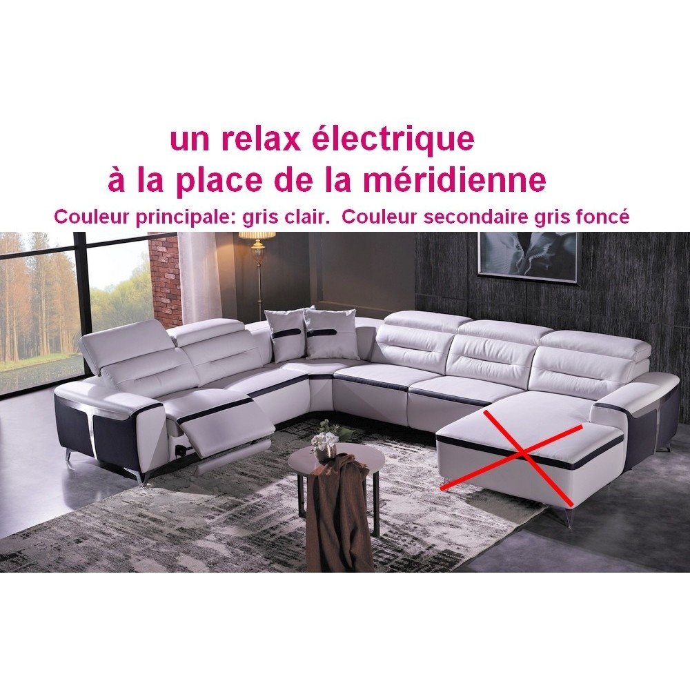Canapé d'angle relax électrique cuir buffle italien luxe, sur mesure personnalisé: un relax à la place de la méridienne: COMBIRE