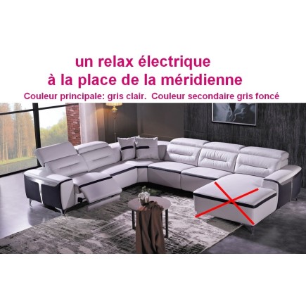 Canapé d'angle relax électrique cuir buffle italien luxe, sur mesure personnalisé: un relax à la place de la méridienne: COMBIRE