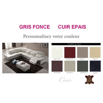 Récapitulatif de la commande: Canapé d'angle relax en cuir EPAIS buffle italien de luxe RELAXINO, canapé personnalisée, angle ga
