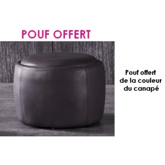 Pouf cuir offert gris foncé