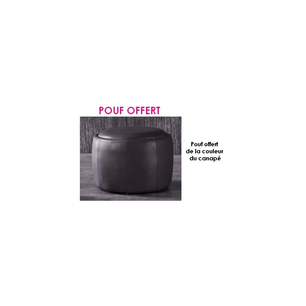 Pouf cuir offert gris foncé Pouf cuir offert gris foncé