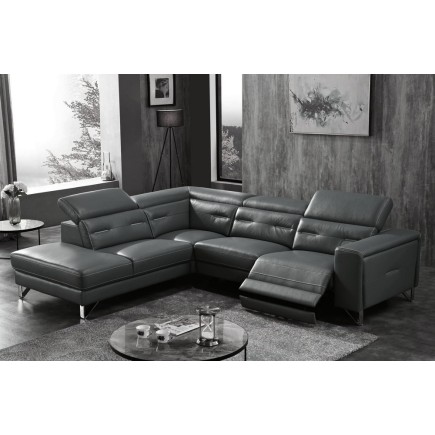 2eme paiement de la commande canapé d'angle avec un relax électrique en cuir de buffle italien de luxe 6 places revolax noir, an
