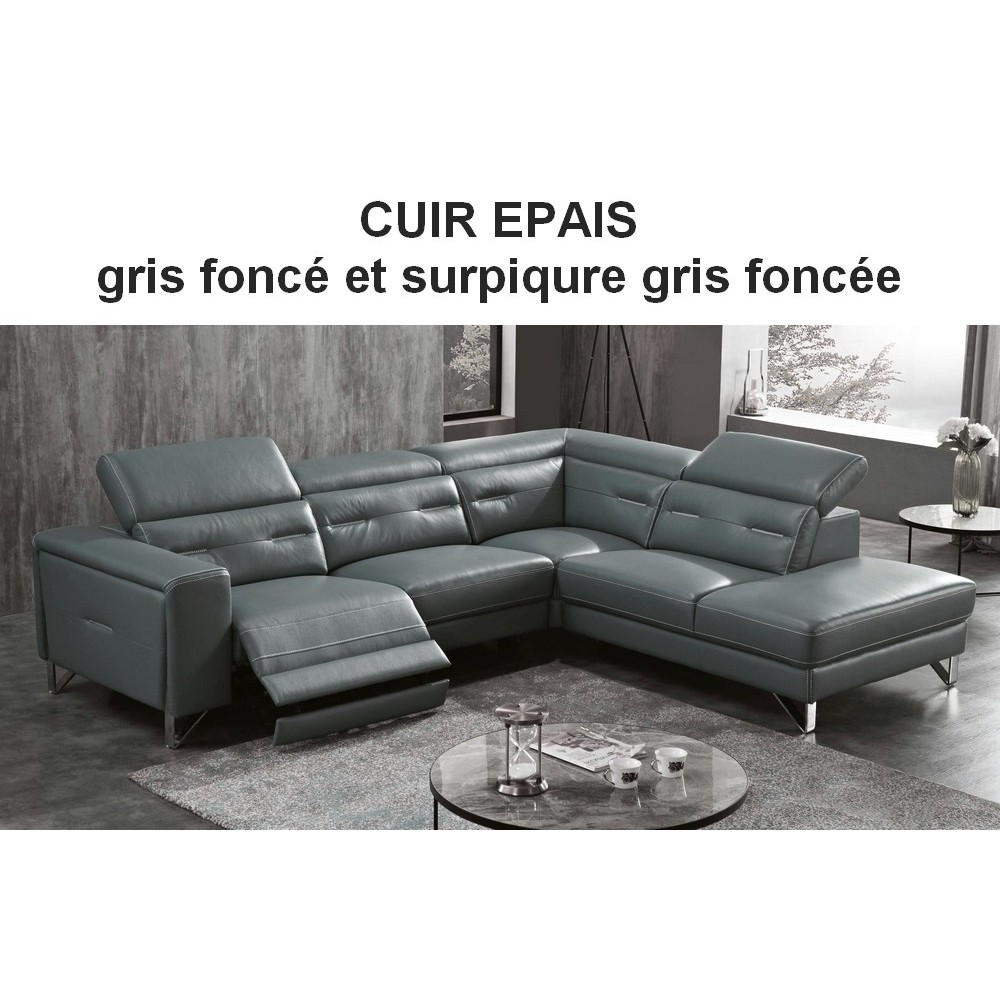 Solde de paiement 1413 €, commande Canapé d'angle avec un relax électrique en cuir EPAIS buffle italien de luxe 6 places REVOLAX