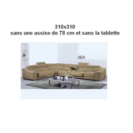 Recapitulatif de la commande sur mesure personnalisée: Canapé d'angle en cuir buffle italien de luxe LONDRES beige sur mesure, 3