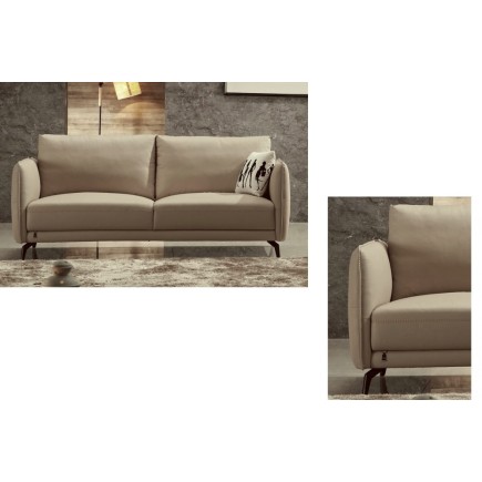 1er paiement de la commande: Ensemble composé d'un canapé 3 places et d'un fauteuil en cuir italien buffle romeo, beige, 6x sans