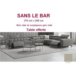 2eme paiement de la commande: Canapé d'angle avec 2 relax électriques en cuir de buffle italien de luxe, 8 places MONACO SANS LE