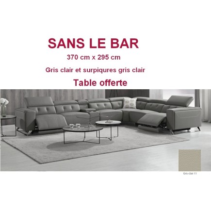 2eme paiement de la commande: Canapé d'angle avec 2 relax électriques en cuir de buffle italien de luxe, 8 places MONACO SANS LE