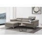 - Canapé d'angle en cuir italien de luxe 5 places DILO, gris clair, angle gauche - Canapé d'angle en cuir italien de luxe 5 places DILO, gris clair, angle gauche